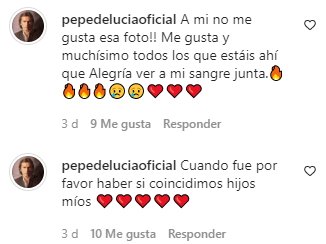 Mensajes de Pepe de Lucía en Malú Instagram