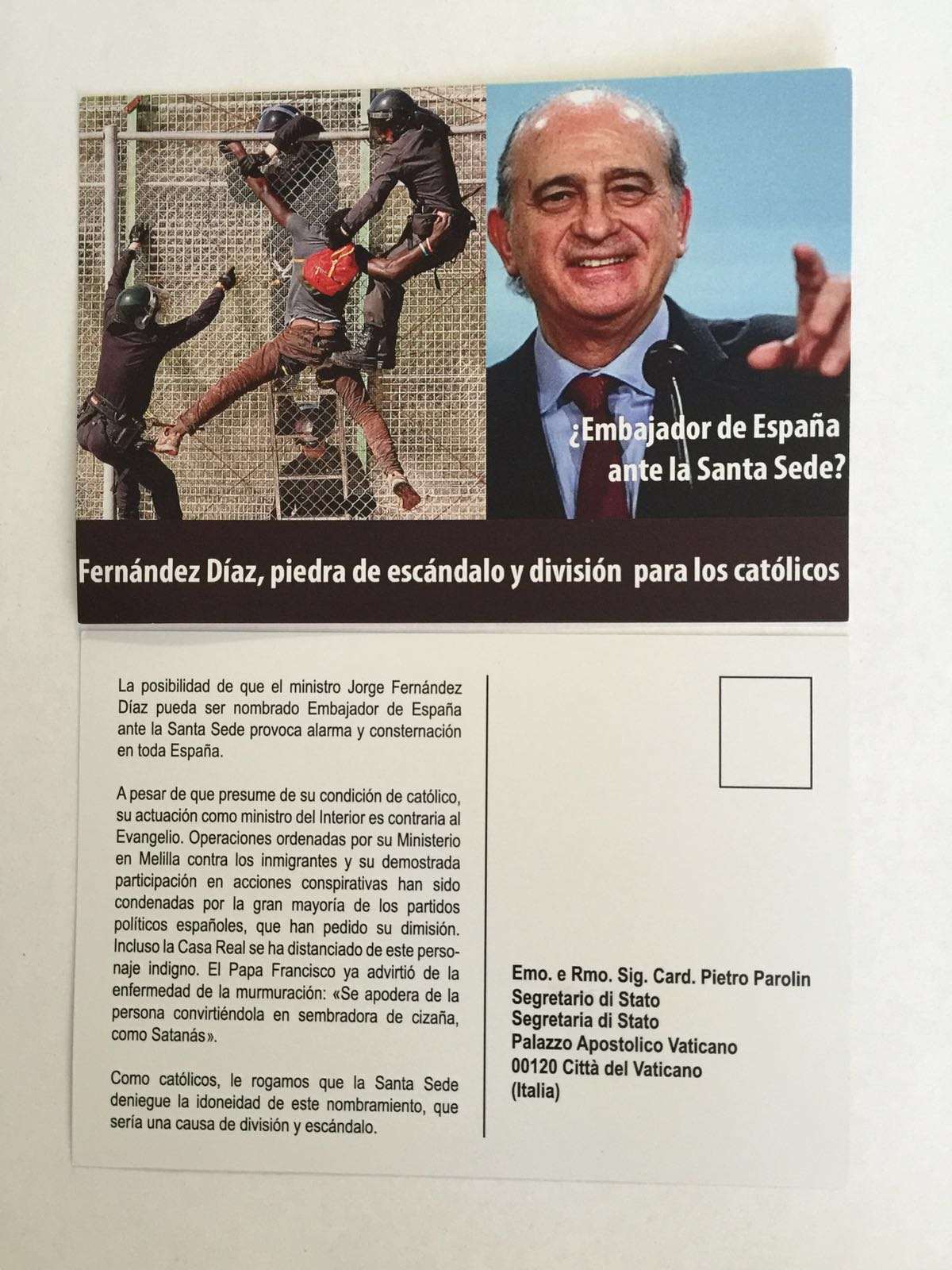 Una campanya demana al Vaticà que rebutgi Fernández Díaz com a ambaixador