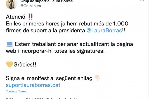 tuit grup suport laura borras