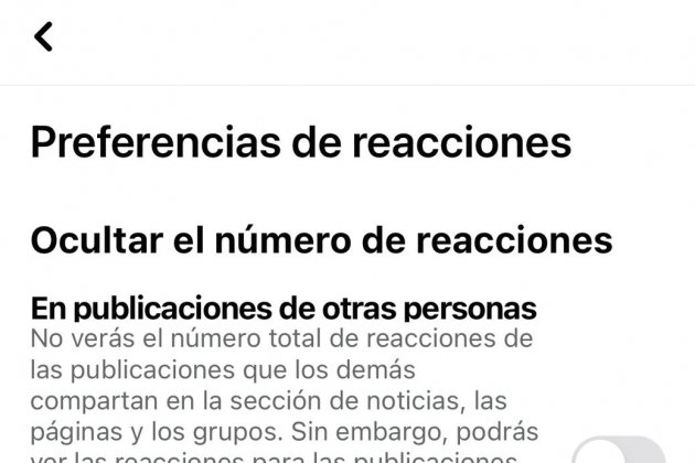 Preferencias de reacciones desde el móvil Preferencias de reacciones desde el móvil