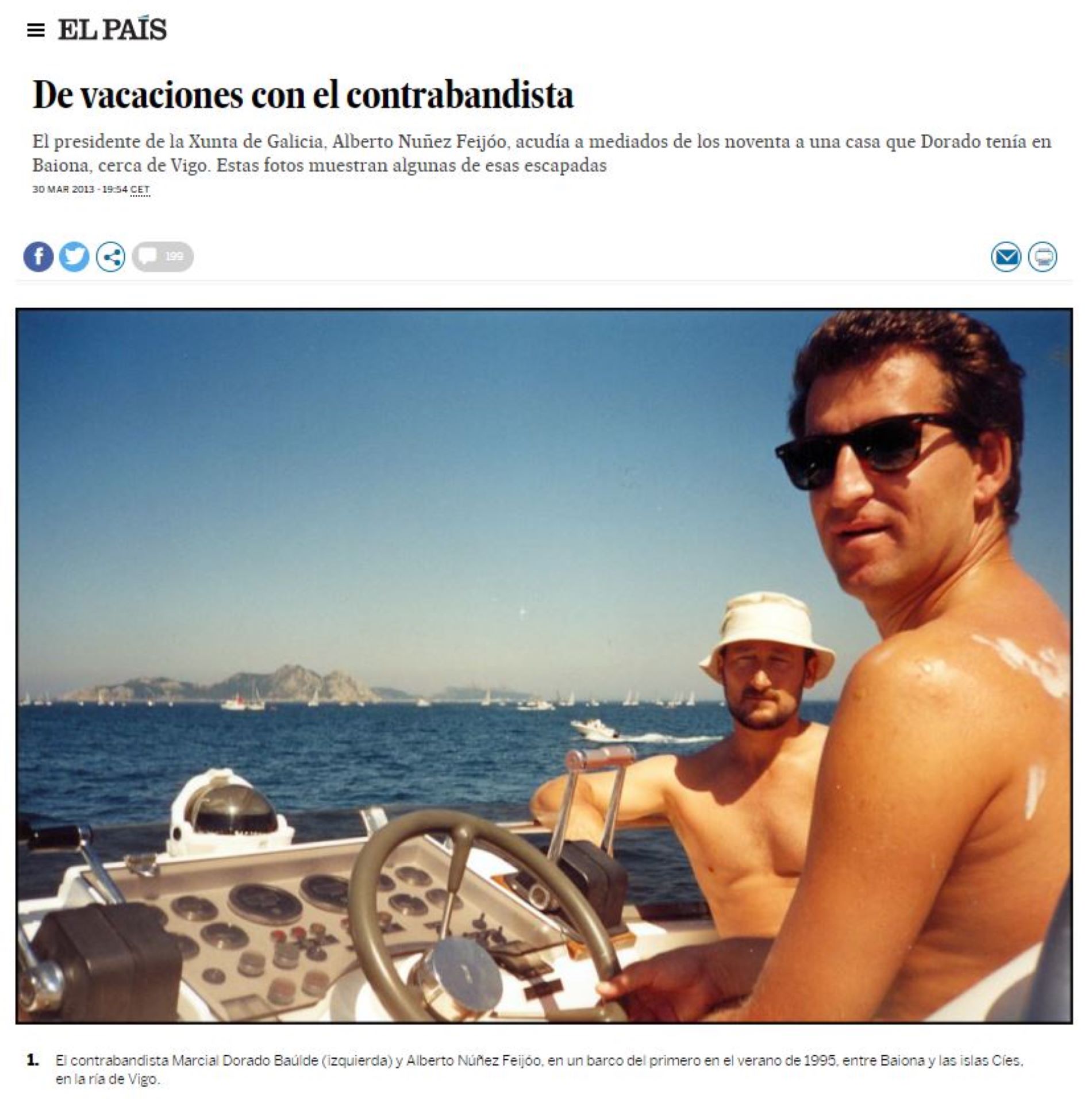 Alberto Núñez Feijóo con un narcotraficante, en un reportaje de El País Alberto Núñez Feijóo con un narcotraficante, en un reportaje de El País