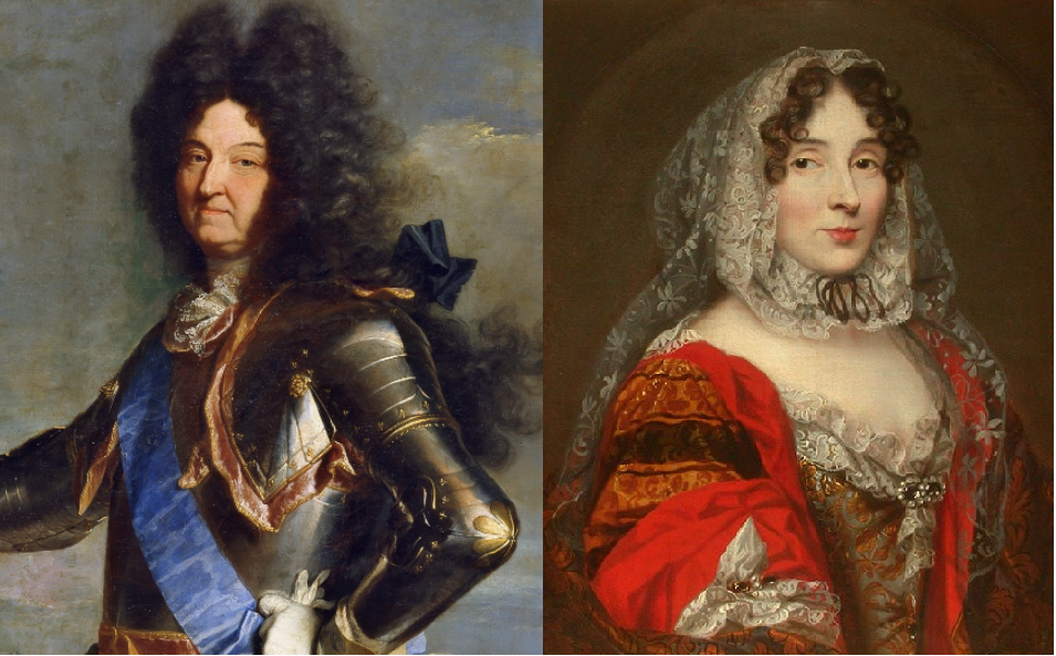 Retrats de Lluís XIV i la princesa dels Ursins. Font Museu del Prado  Madrid  i Museu Condé  París 