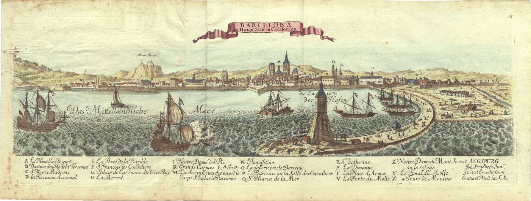 Vista de Barcelona a principis del segle XVIII. Font Cartoteca de Catalunya