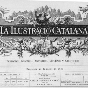 Apareix La Il·lustració Catalana, la primera publicació gràfica en català. Portada del número 2. Font Biblioteca Nacional d'Espanya