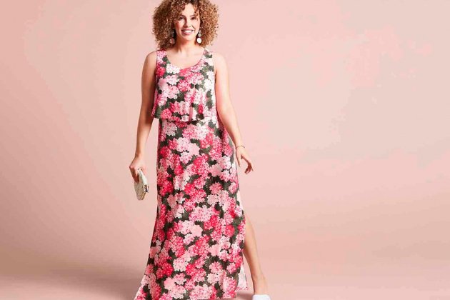 Vestido largo con cuello redondo de Esmara Vestido largo con cuello redondo de Esmara