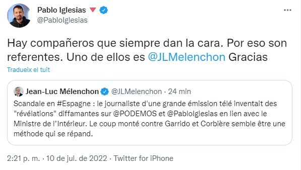 TUIT Pablo iglesias melenchonaudios villarejo i ferreras TUIT Pablo iglesias melenchonaudios villarejo i ferreras