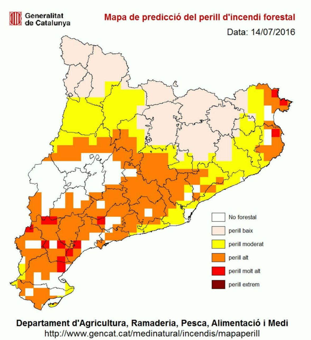 Onze comarques mantenen un risc molt elevat d'incendis forestals
