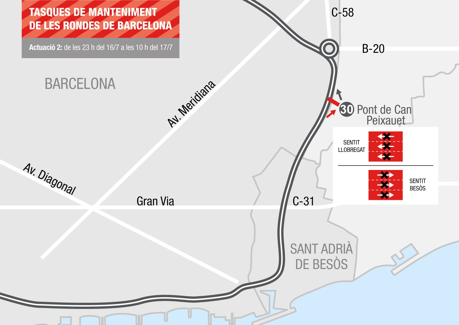 Cortes|Trozos en la ronda Litoral los días 16 y 17 de julio / AMB