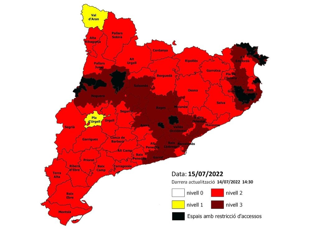 Mapa riesgo de incendio y parques con acceso restringido Agentes Rurales