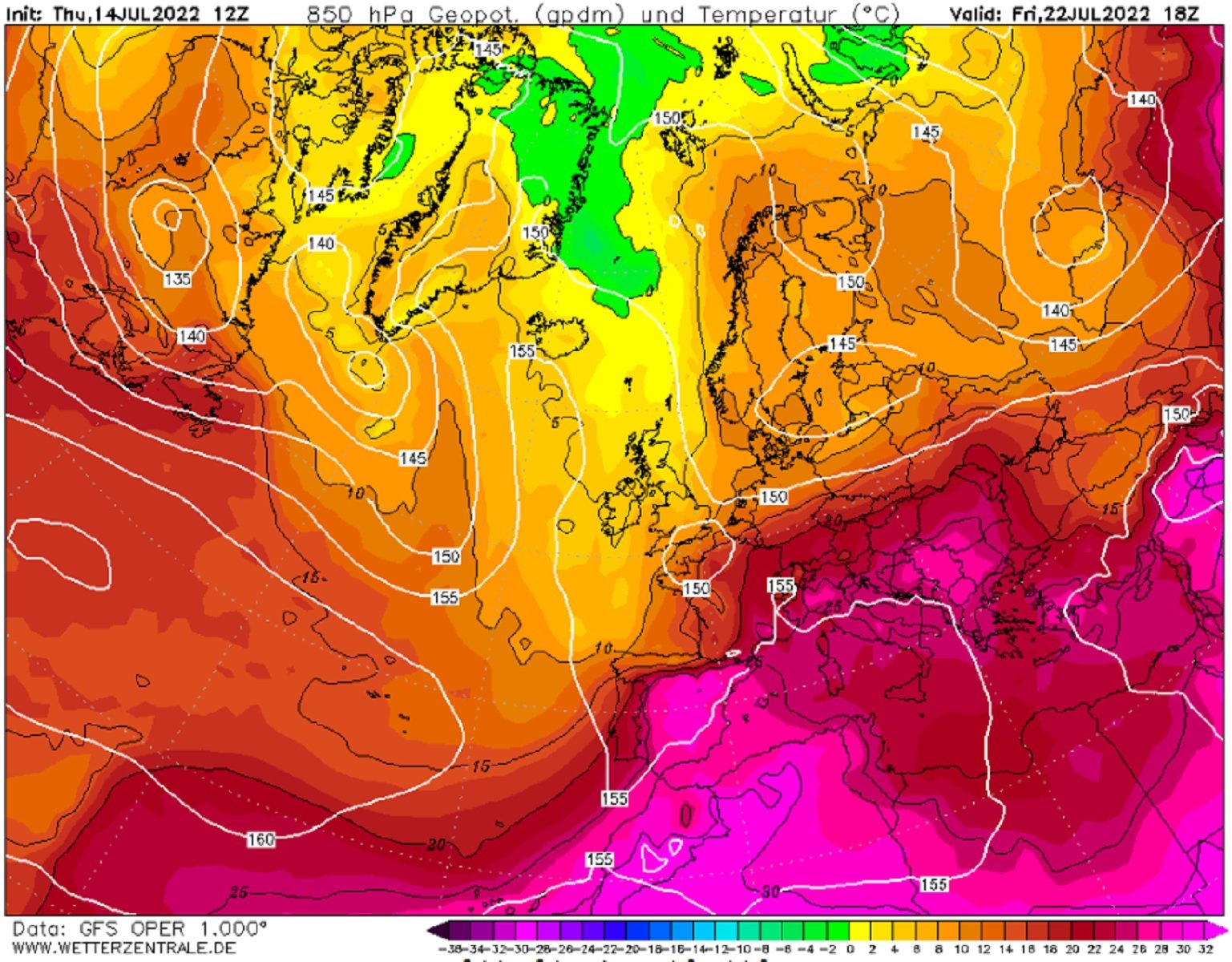 Onada de calor 22 juliol 2022 / GFS Wetterzentrale Onada de calor 22 juliol 2022 / GFS Wetterzentrale