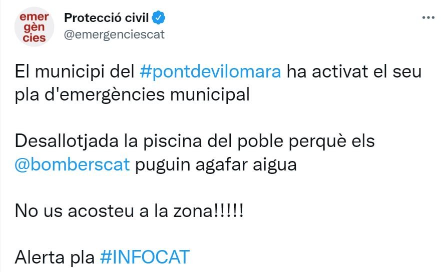 tuit proteccio civil incendi forestal pont vilomara desallotjar piscina tuit proteccio civil incendi forestal pont vilomara desallotjar piscina