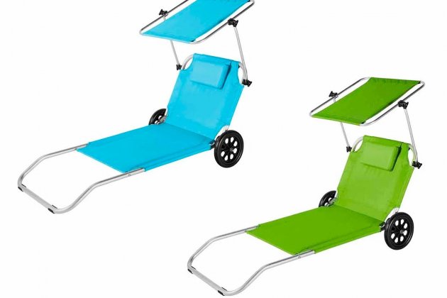 Tumbona de playa y carrito de transporte de Crivit2 Tumbona de playa y carrito de transporte de Crivit2