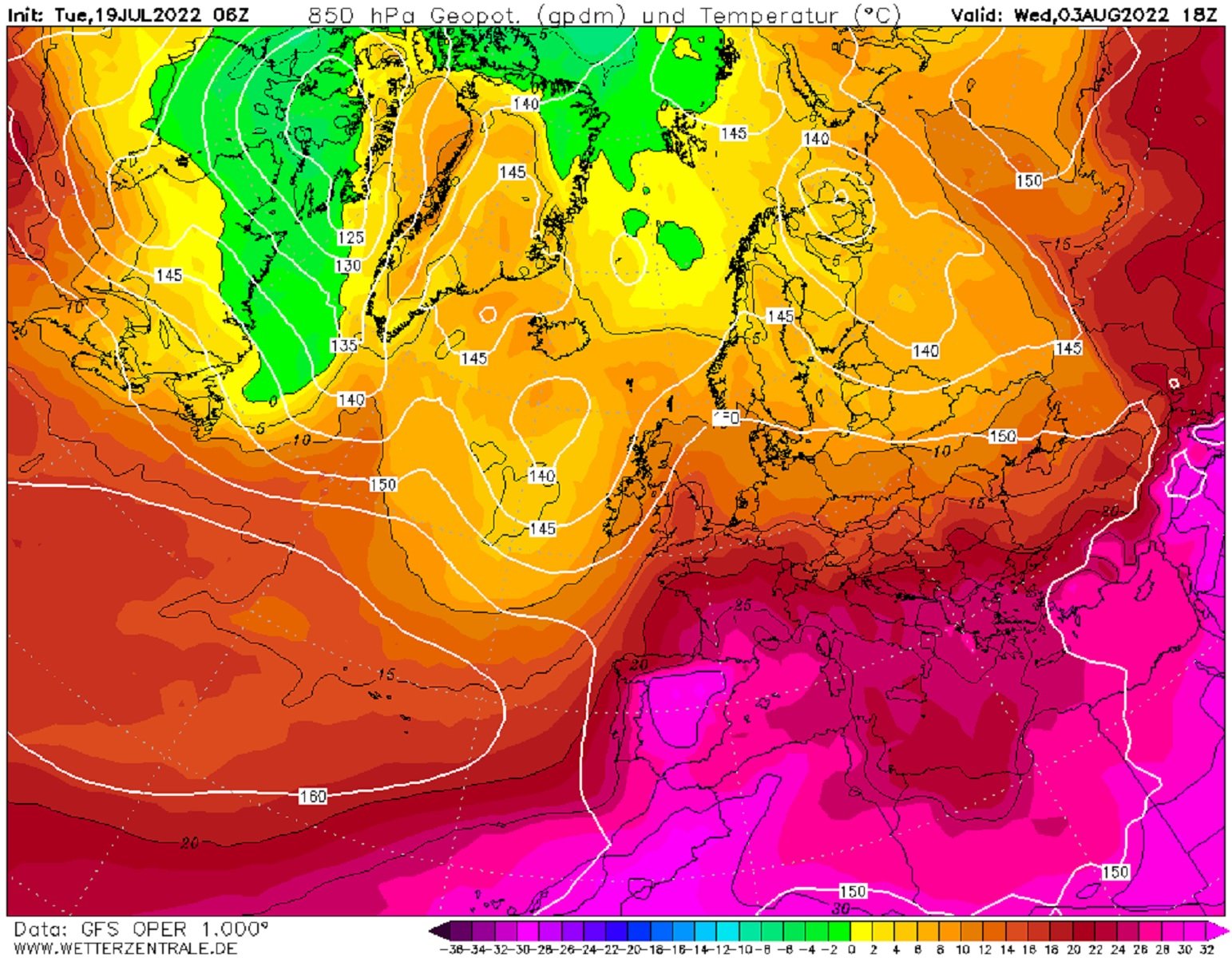 Una nueva y fuerte ola de calor podría afectar Catalunya los primeros días de agosto del 2022 GFS Wetterzentrale