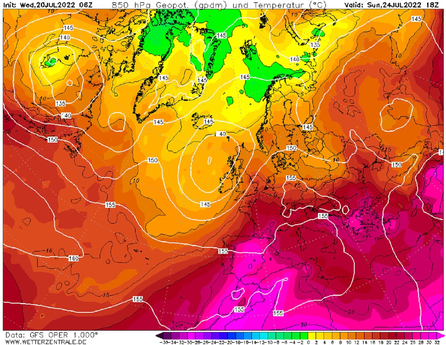 Onada de calor diumenge 24 de juliol GFS Wetterzentrale