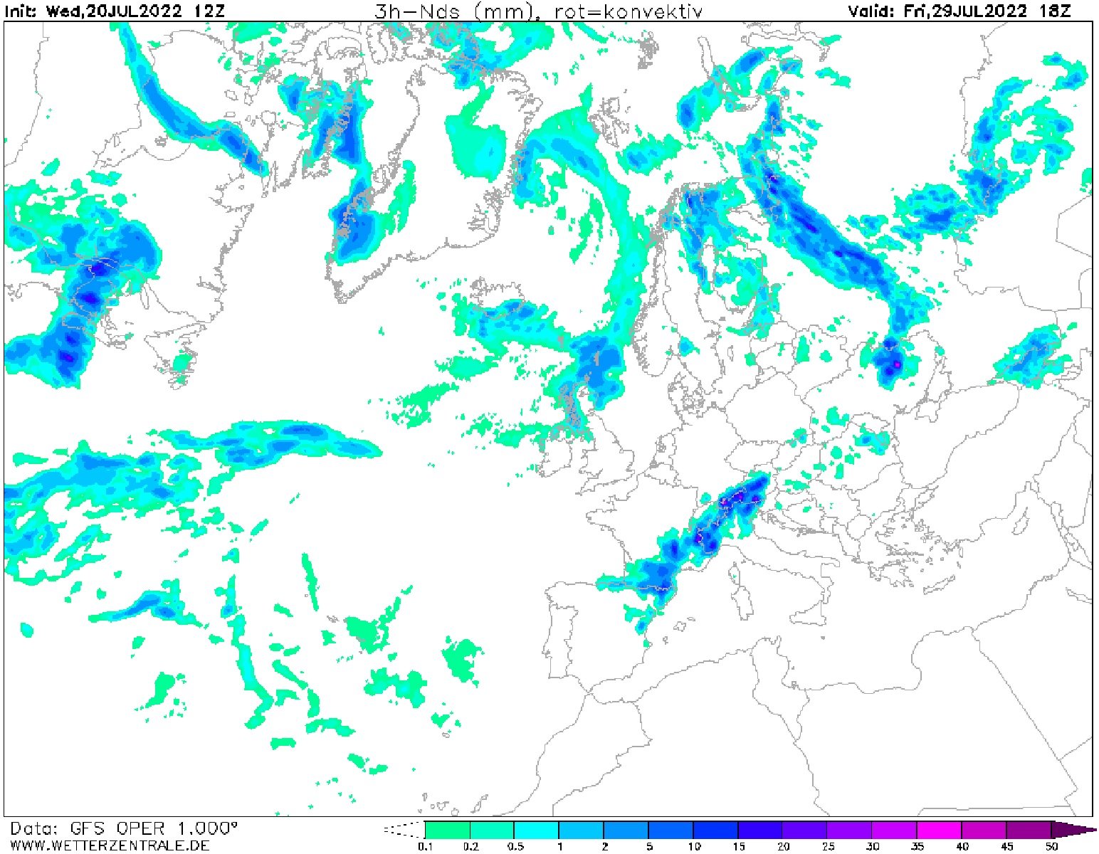 Tormentas en Catalunya viernes 29 de julio / GFS Wetterzentrale