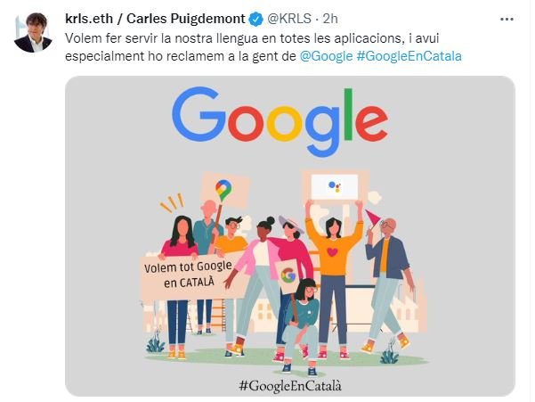 tuit Puigdemont google tuit Puigdemont google