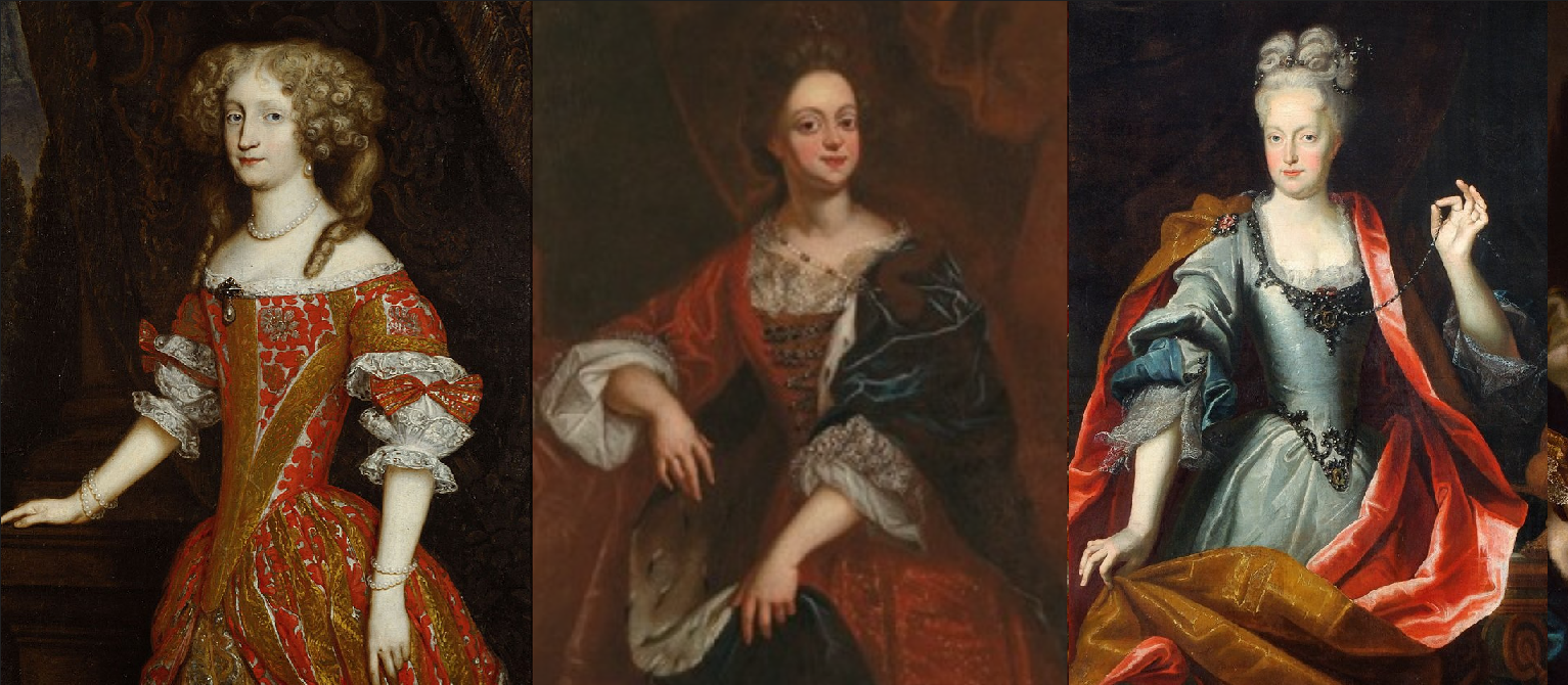 Leonor de Neuburg, Amàlia de Brunsvic (suegra y cuñada, respectivamente, de Elisabet) y Elisabet de Brunsvic. Fuente Kunsthistorisches Museum. Viena