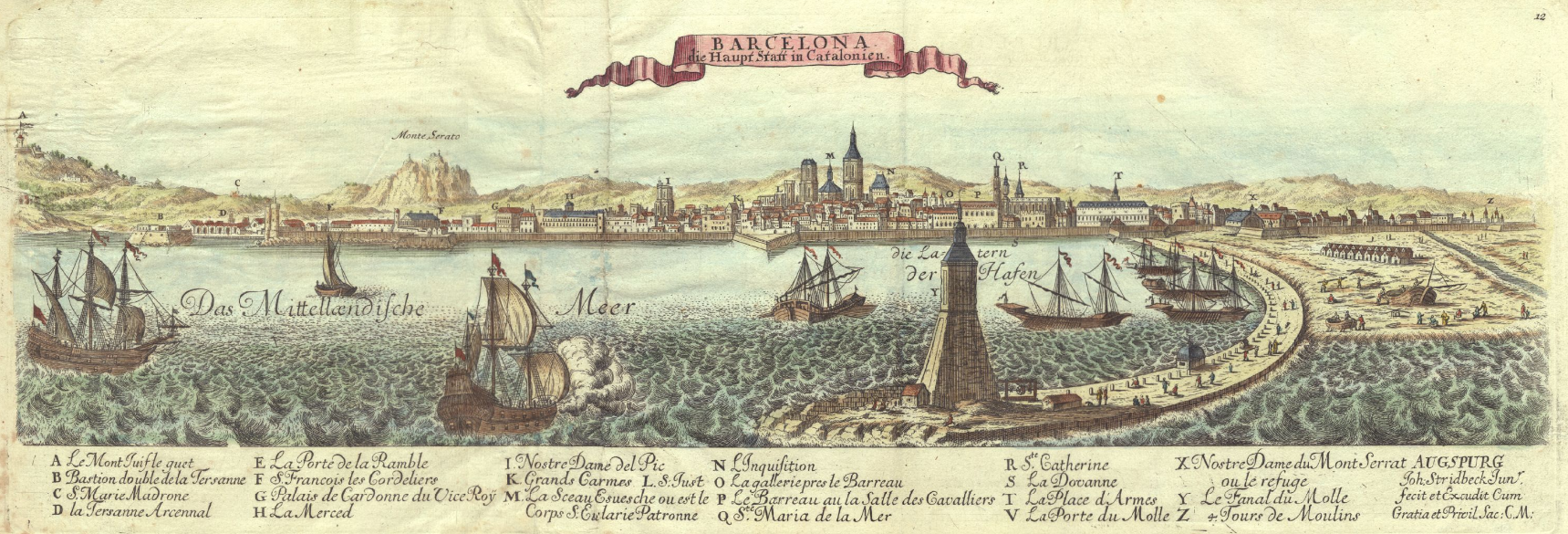 Grabado de Barcelona (principios del siglo XVIII). Fuente Cartoteca de Catalunya