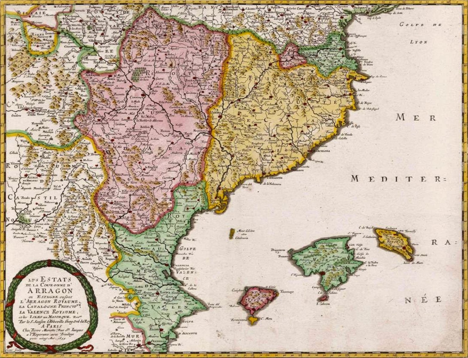 Mapa de los estados ibéricos de la Corona de Aragón (1659). Fuente Bibliothèque Nationale de France