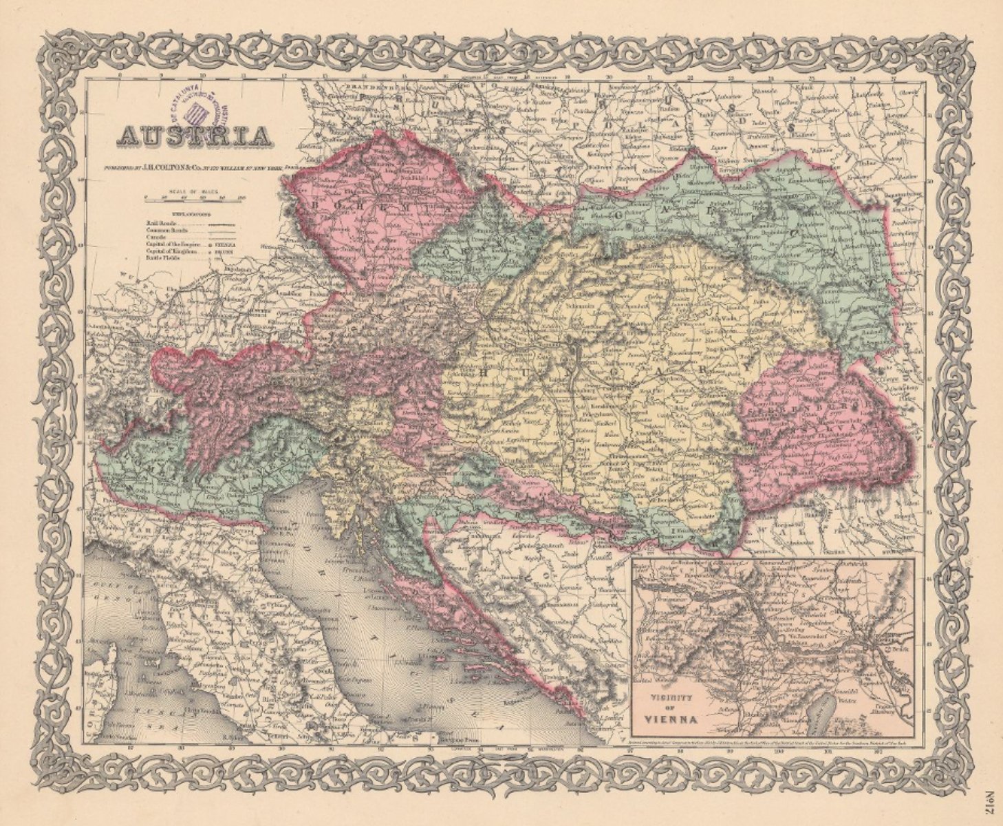 Mapa del conglomerat austriac (1855). Font Cartoteca de Catalunya