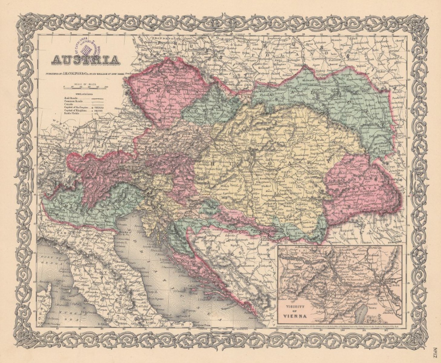 Mapa del conglomerado austriac (1855). Fuente Cartoteca de Catalunya