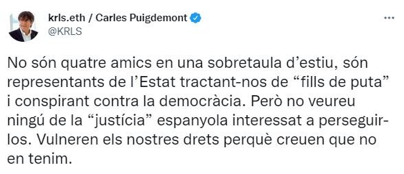 TUIT Carles Puigdemont TUIT Carles Puigdemont