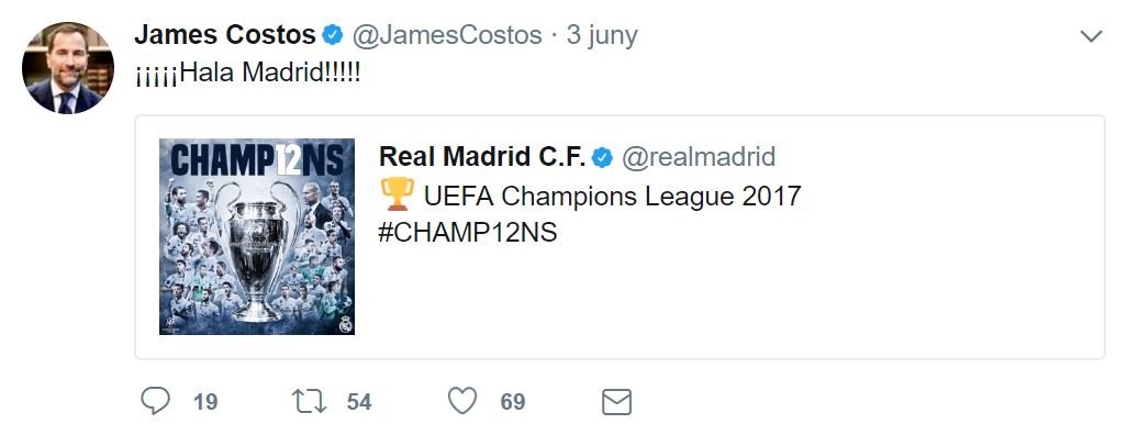 James Costos Hala Madrid Champions @JamesCostos
