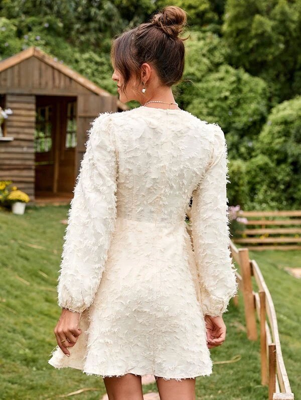 Vestido de manga farol de peluche