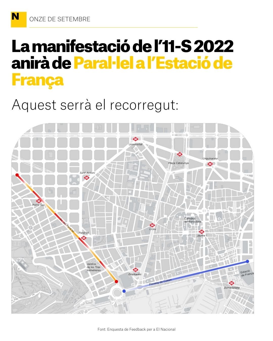 mapa manifestacio anc diada 2022 11 setembre barcelona