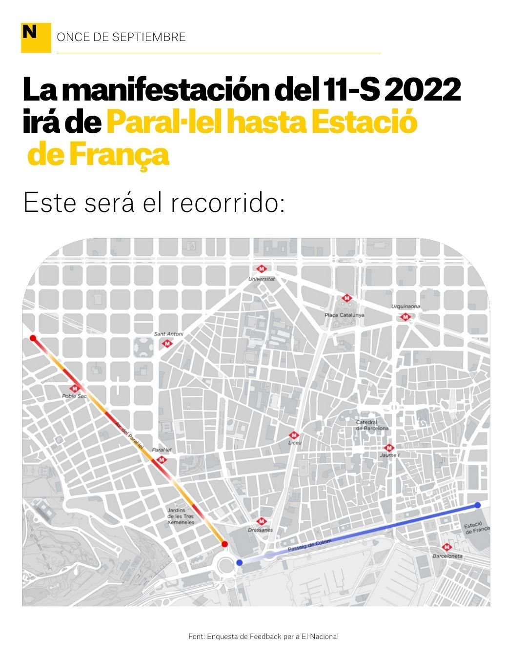 mapa manifestacion anc diada 2022 11 septiembre barcelona