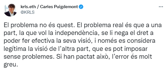 TUIT president carles puigdemont reaccio taula dialeg