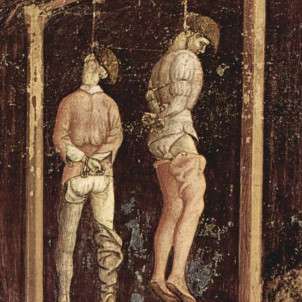 Assessinen Margarida Borras, la primera execució documentada d'una transexual. Representació medieval de l'execució d'una transexual. Font Pinterest