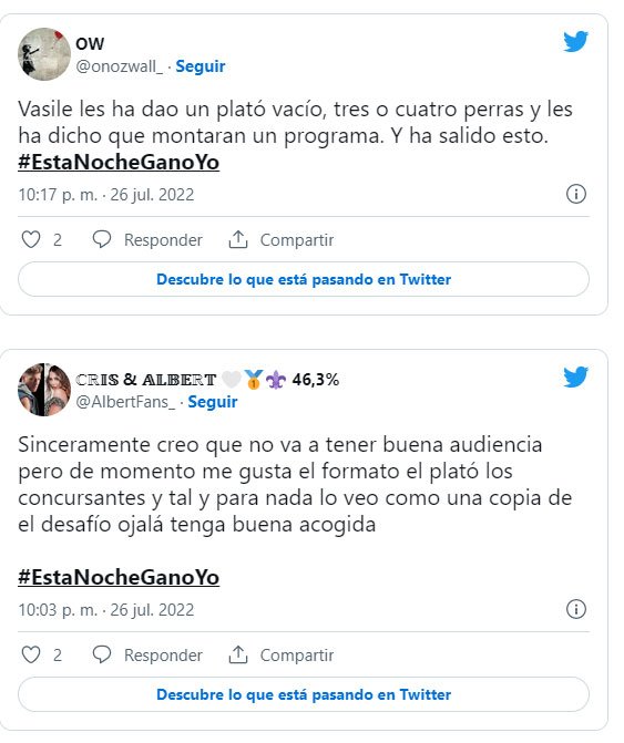 Comentarios de 'Esta noche gano yo' 2