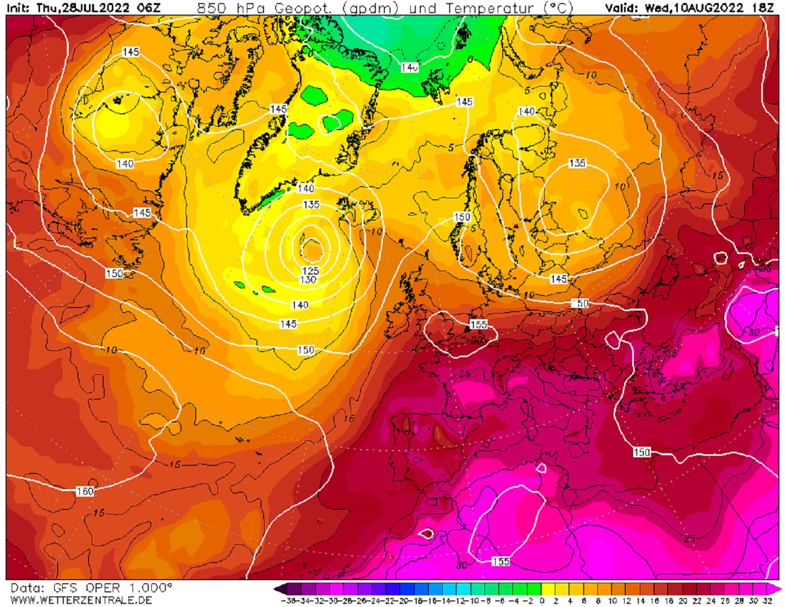 Onades de calor agost 2022 a Catalunya / GFS Wetterzentrale