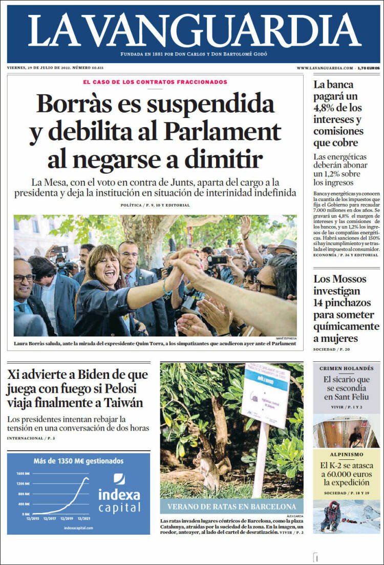Portada La Vanguardia Portada La Vanguardia