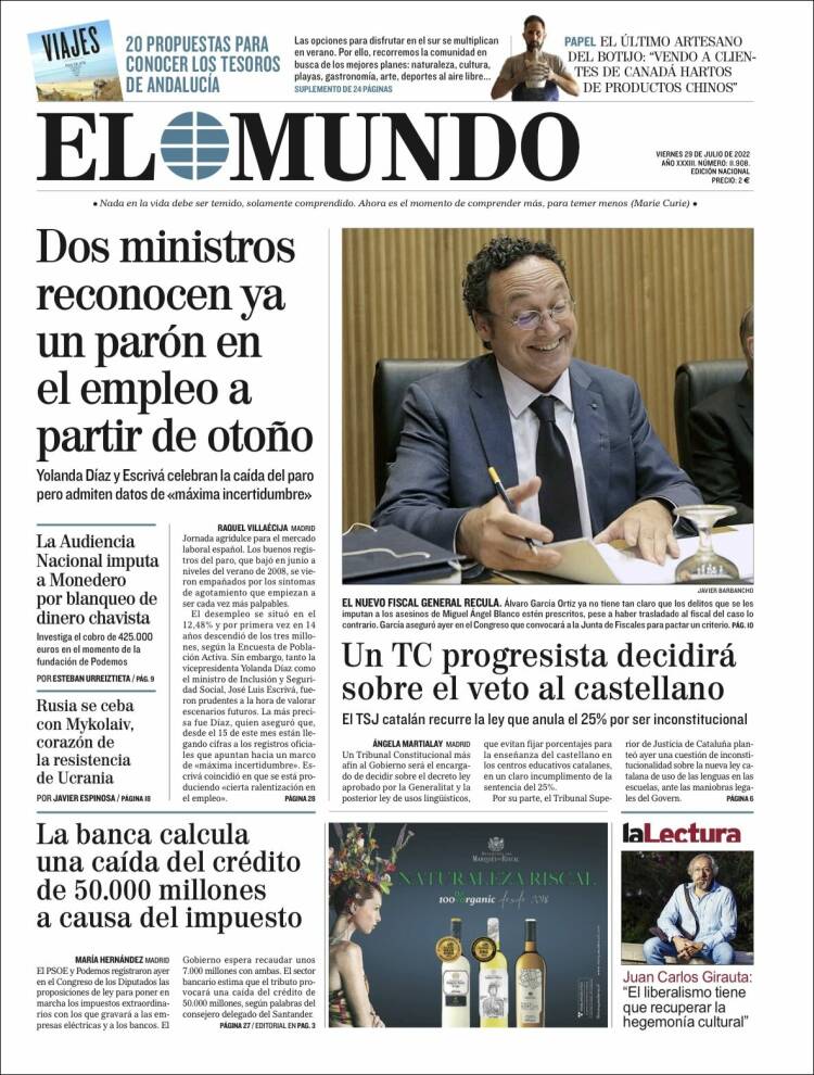 Portada El Mundo Portada El Mundo