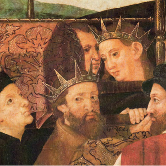 Representació coetània de Marti I i Martí el Jove, tocats amb la corona (segle XV). Font MNAC