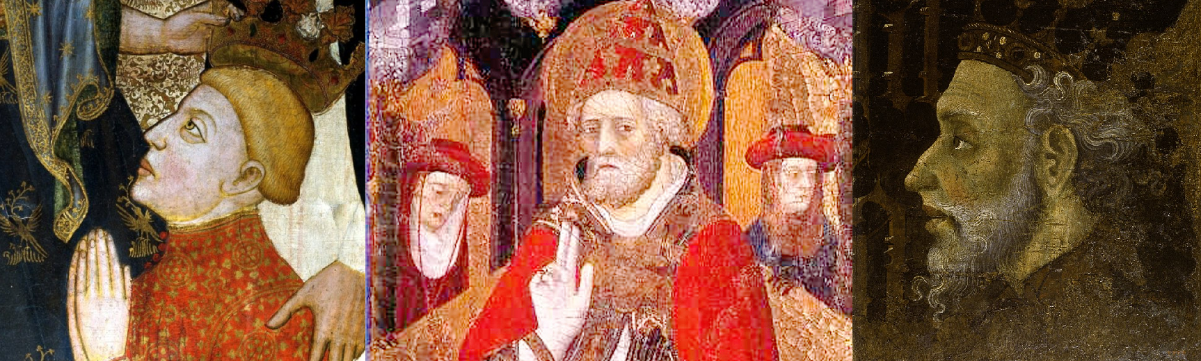 Ferran I, el Papa Luna i Alfons el Magnànim. Font MNAC, Barcelona   i Església Parroquial de Cinctorres (País Valencià)