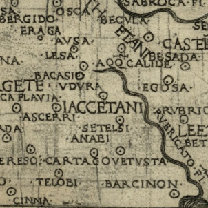La Guerra Civil romana es trasllada a Lleida. Mapa del quadrant nord oriental peninsular. Font Cartoteca de Catalunya