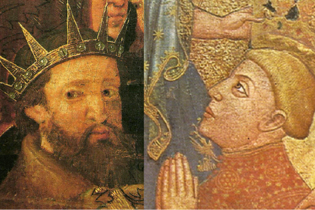 Representacions de Martí I i de Ferran I (darrer Bel·lònida i primer Trastàmara). Font MNAC