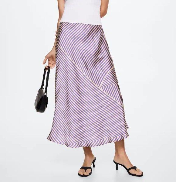 Decepción Rechazar Rubí Mango tiene la falda satinada de rayas que compran las mujeres más elegantes