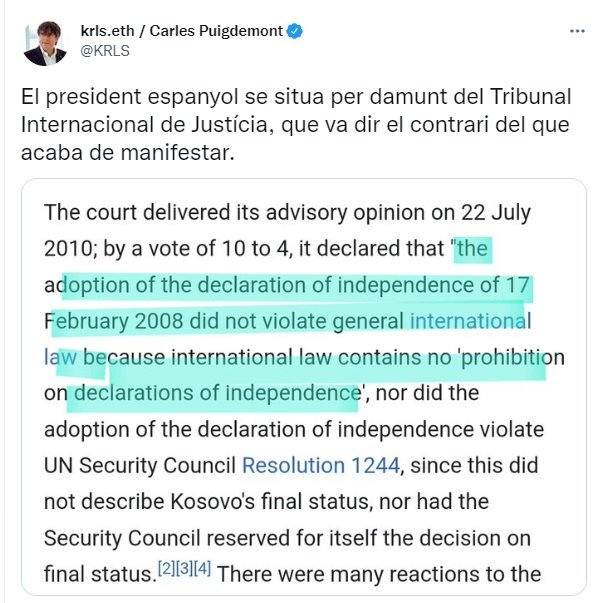 TUIT carles puigdemont kosovo TUIT carles puigdemont kosovo