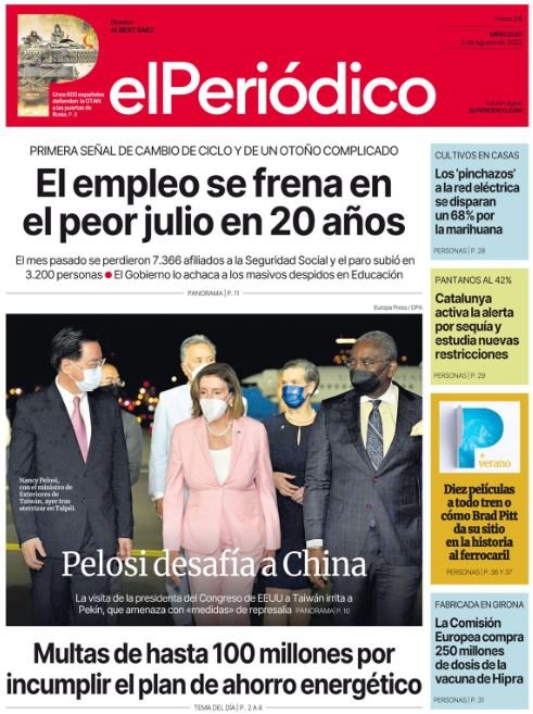 El periodico portada 3 agost 2022 El periodico portada 3 agost 2022