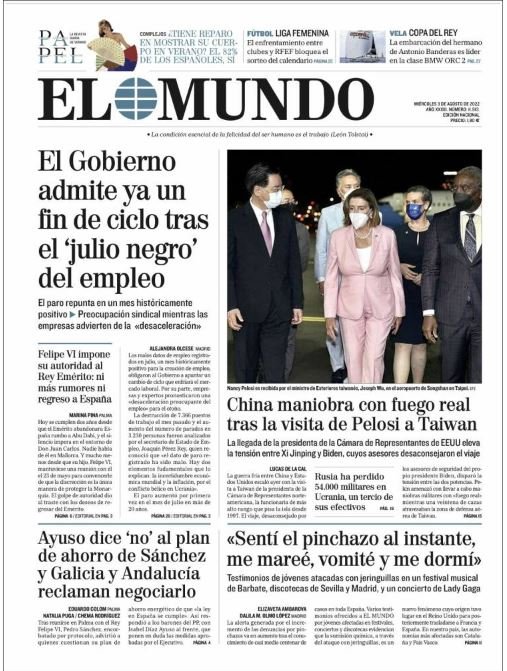 el mundo portada 3 agost 2022