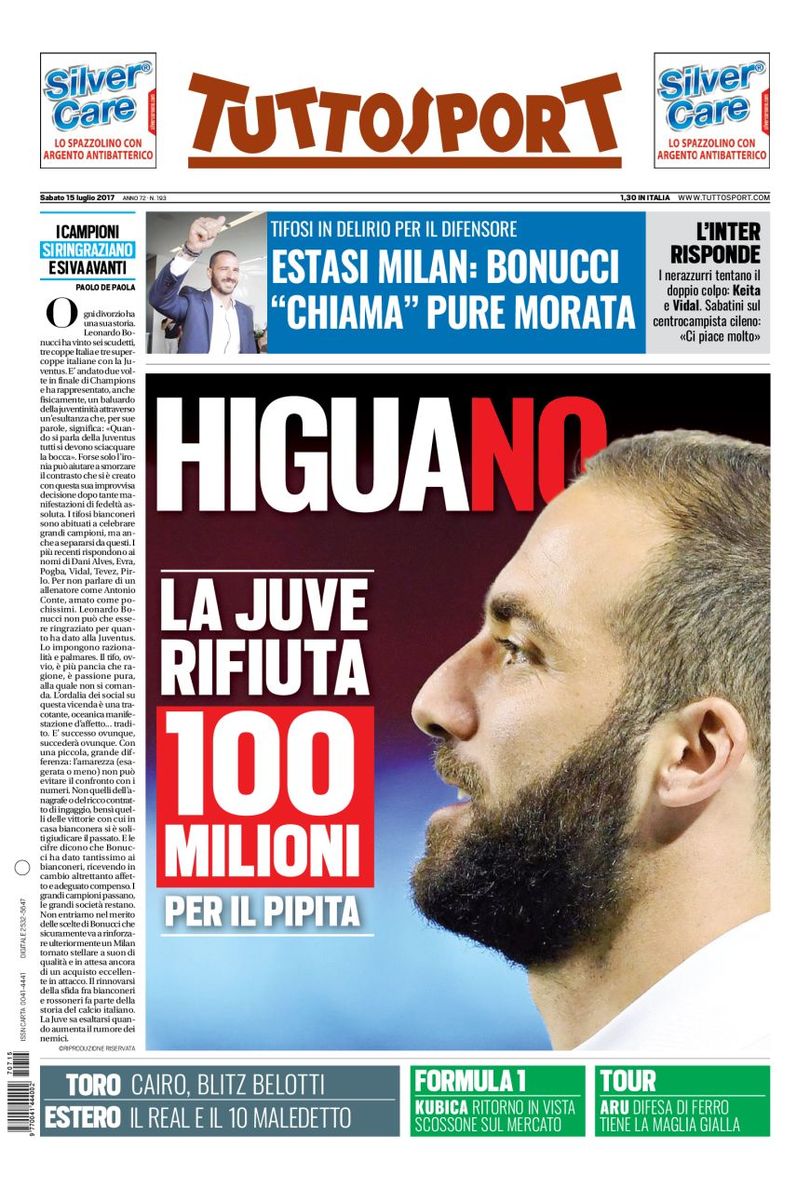 Tuttosport Portada 15 07 2017