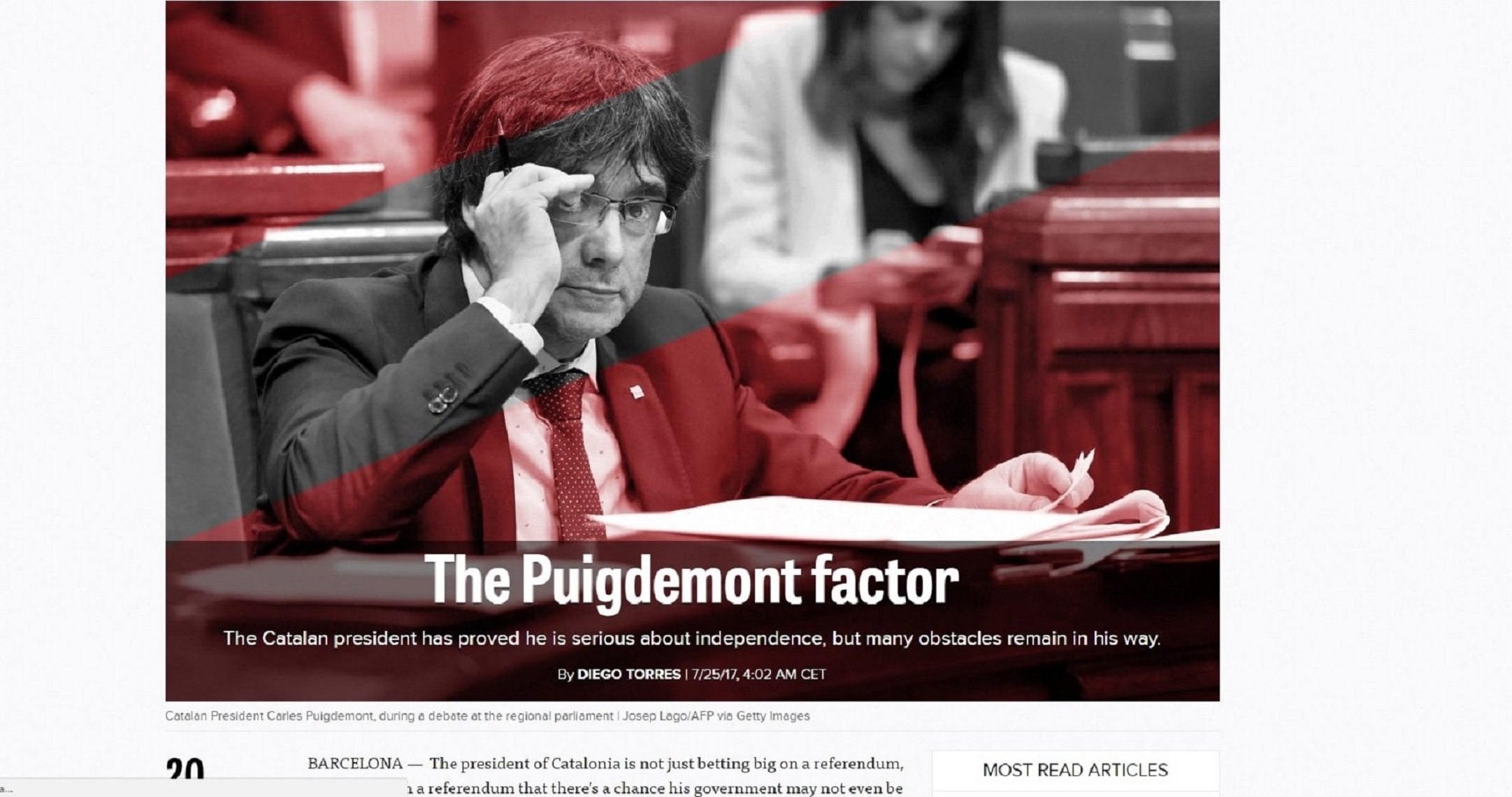 Politico: "Los partidos independentistas retienen la mayoría absoluta"