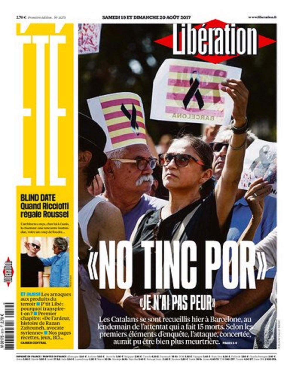 La portada en catalán del 'Libération'