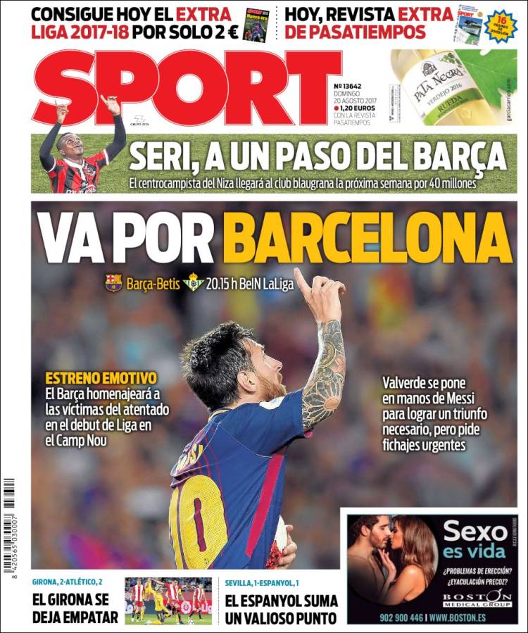 Sport Portada 20 08 2017 Sport Portada 20 08 2017