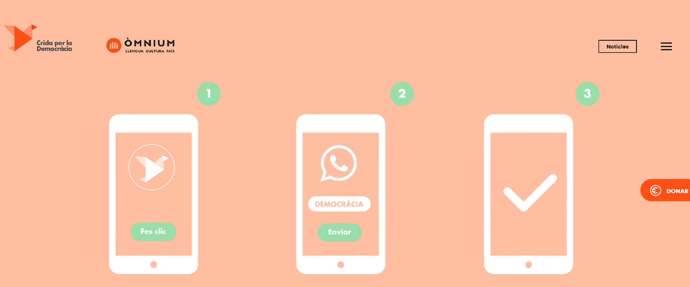 Òmnium moviliza el WhatsApp a favor de la democracia