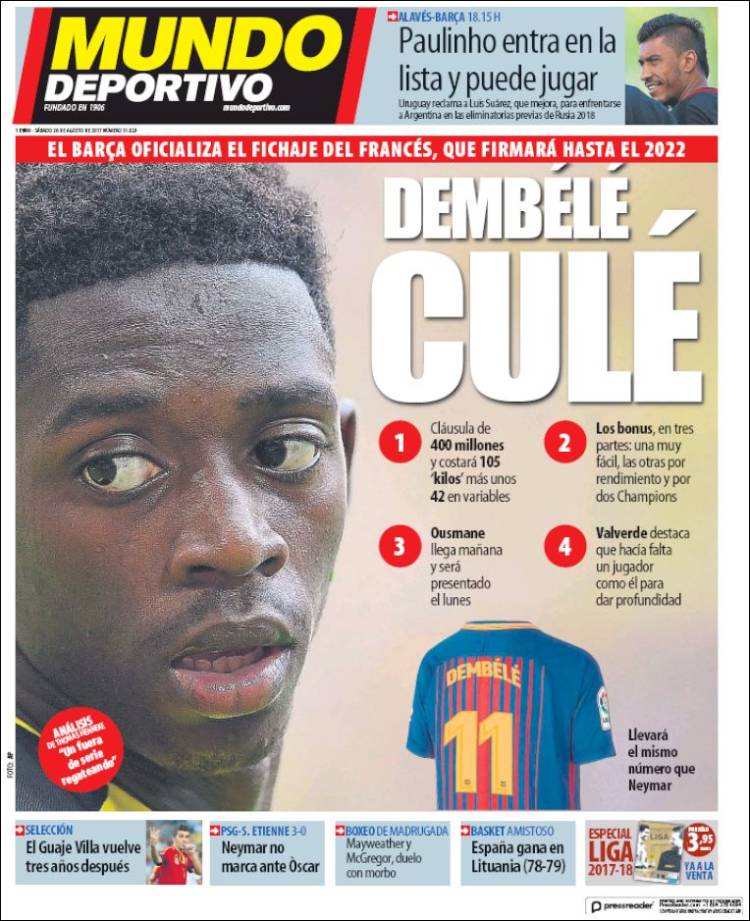 Mundo Deportivo Portada 26 08 2017 Mundo Deportivo Portada 26 08 2017